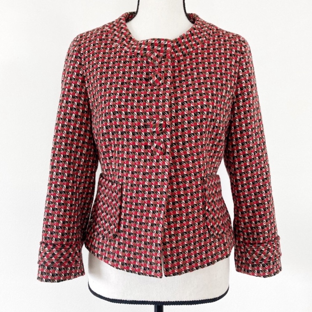 Vintage Loft red black tan tweed blazer